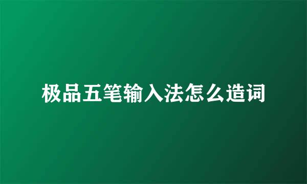 极品五笔输入法怎么造词