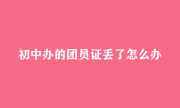 初中办的团员证丢了怎么办