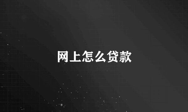 网上怎么贷款