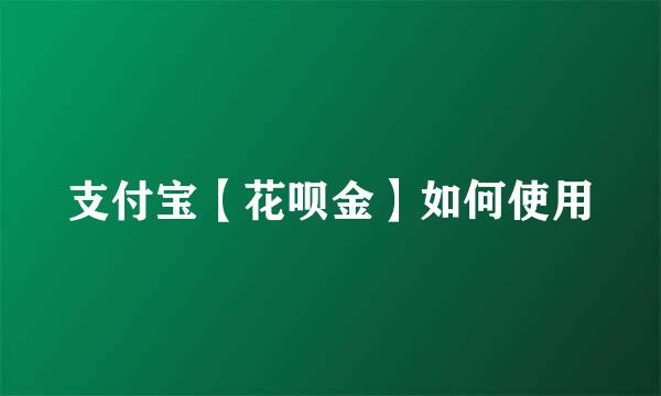 支付宝【花呗金】如何使用