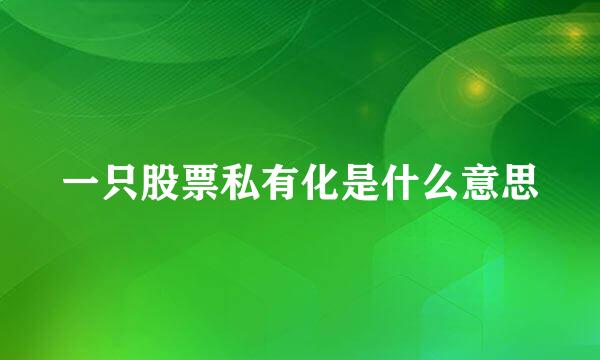 一只股票私有化是什么意思