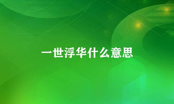 一世浮华什么意思