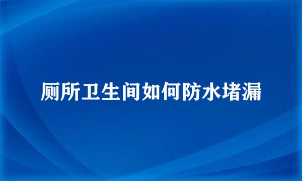 厕所卫生间如何防水堵漏