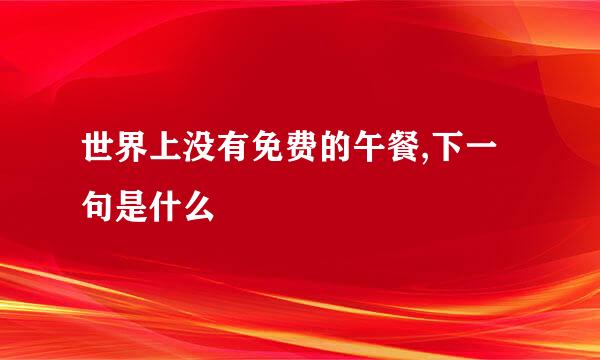 世界上没有免费的午餐,下一句是什么