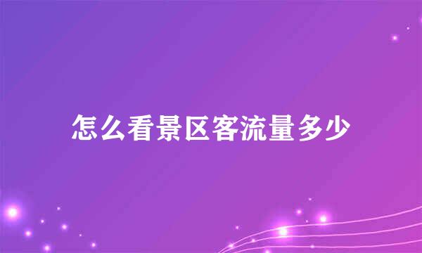 怎么看景区客流量多少