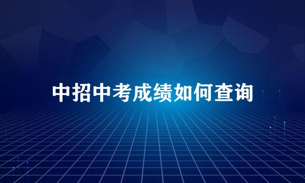 中招中考成绩如何查询