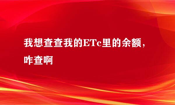 我想查查我的ETc里的余额，咋查啊