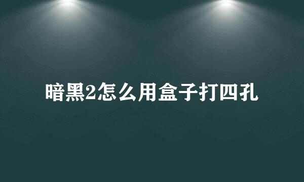 暗黑2怎么用盒子打四孔