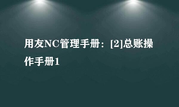 用友NC管理手册：[2]总账操作手册1
