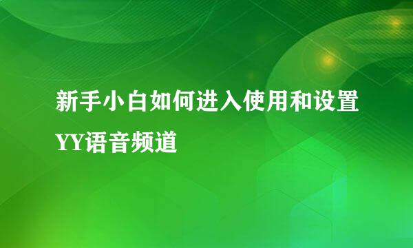 新手小白如何进入使用和设置YY语音频道