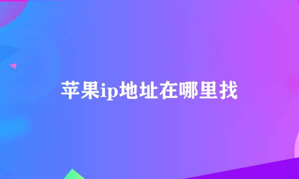 苹果ip地址在哪里找
