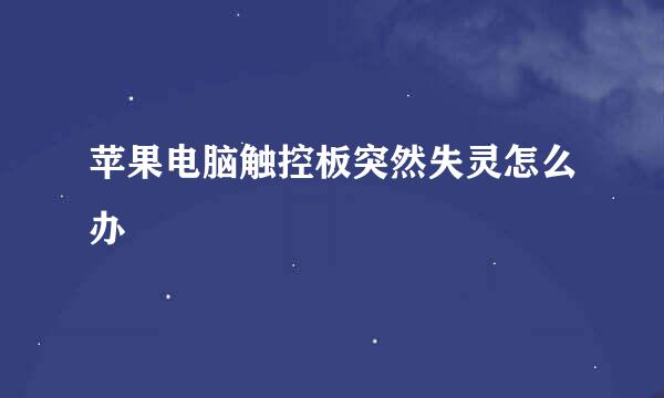 苹果电脑触控板突然失灵怎么办