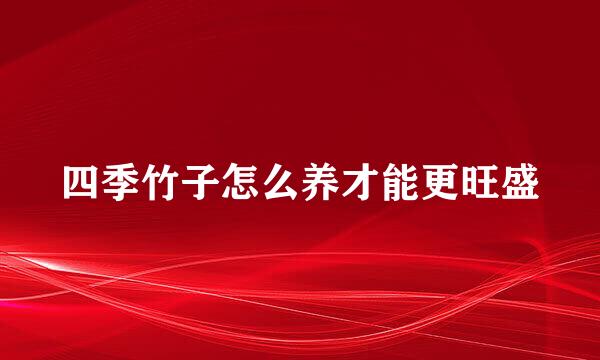 四季竹子怎么养才能更旺盛