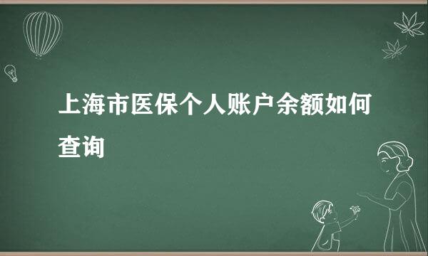 上海市医保个人账户余额如何查询