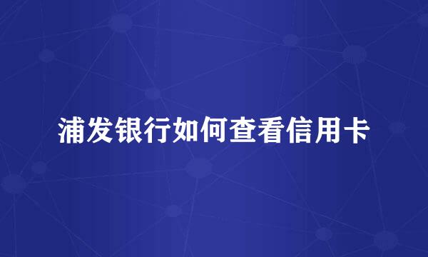 浦发银行如何查看信用卡