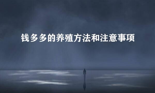 钱多多的养殖方法和注意事项