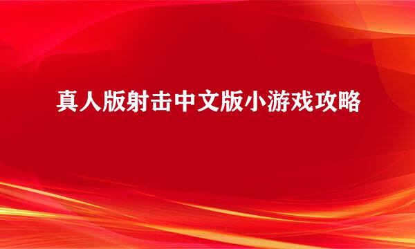 真人版射击中文版小游戏攻略