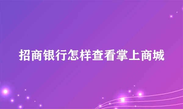 招商银行怎样查看掌上商城