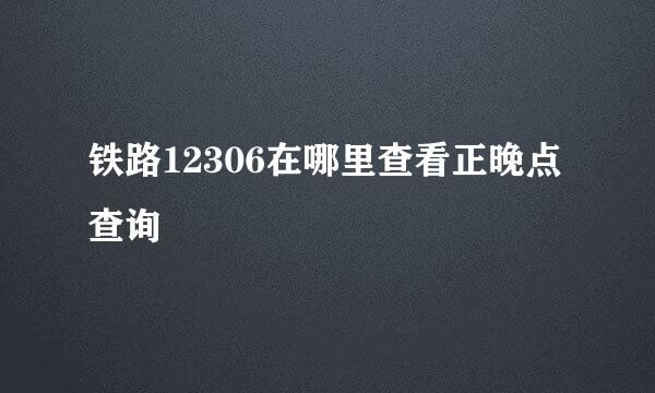 铁路12306在哪里查看正晚点查询