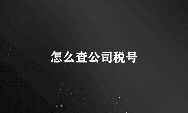 怎么查公司税号