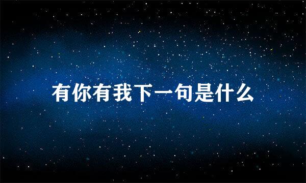 有你有我下一句是什么