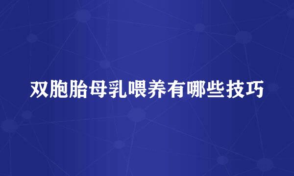 双胞胎母乳喂养有哪些技巧
