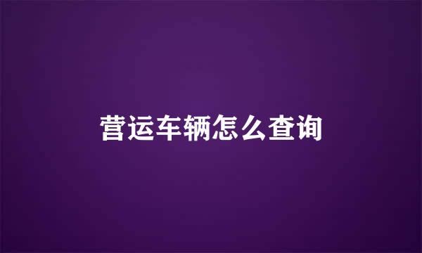 营运车辆怎么查询
