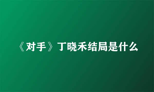 《对手》丁晓禾结局是什么