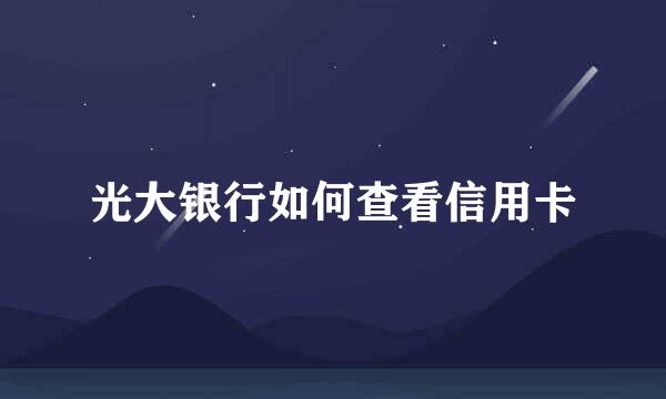 光大银行如何查看信用卡