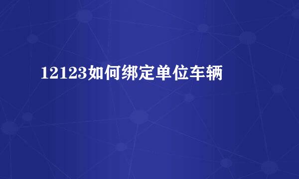 12123如何绑定单位车辆