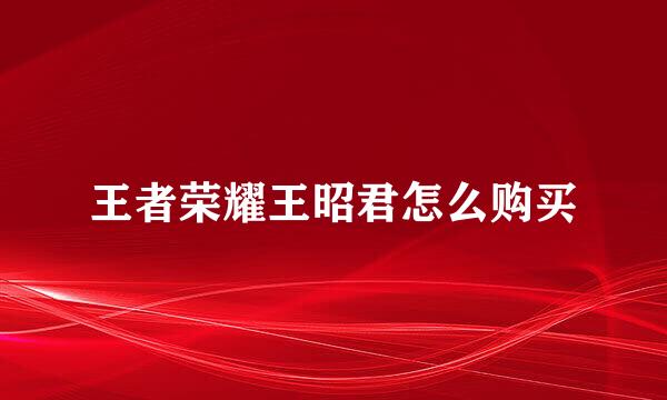 王者荣耀王昭君怎么购买