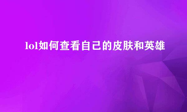 lol如何查看自己的皮肤和英雄
