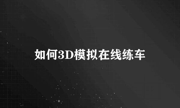 如何3D模拟在线练车