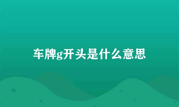 车牌g开头是什么意思
