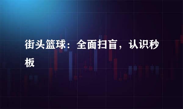 街头篮球：全面扫盲，认识秒板