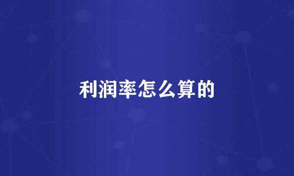利润率怎么算的