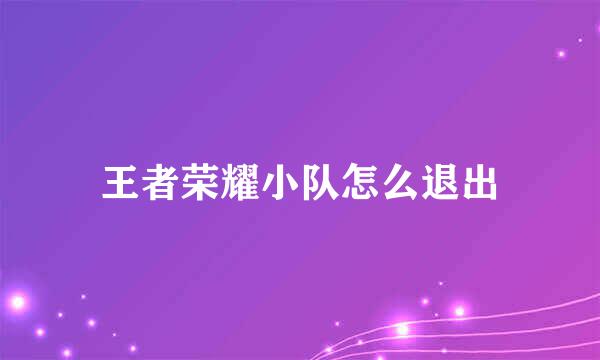 王者荣耀小队怎么退出