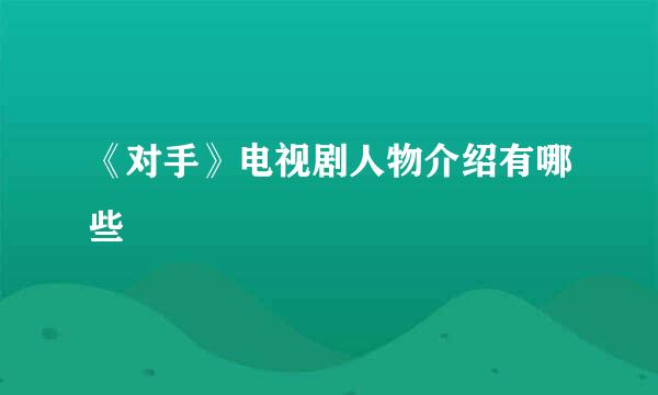 《对手》电视剧人物介绍有哪些