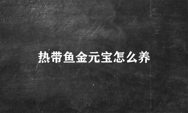 热带鱼金元宝怎么养