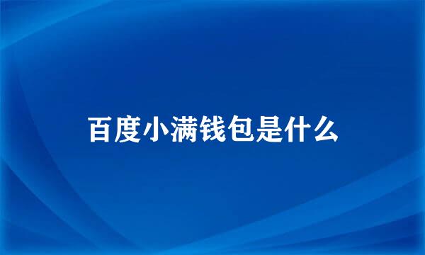 百度小满钱包是什么
