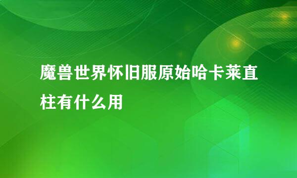 魔兽世界怀旧服原始哈卡莱直柱有什么用