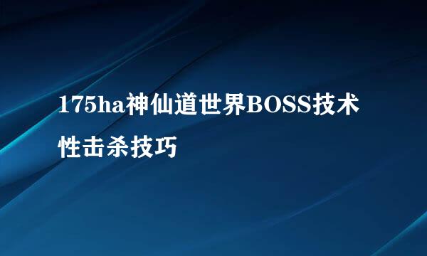 175ha神仙道世界BOSS技术性击杀技巧