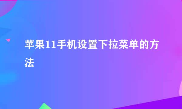 苹果11手机设置下拉菜单的方法