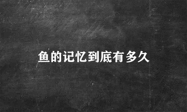 鱼的记忆到底有多久