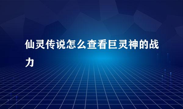 仙灵传说怎么查看巨灵神的战力