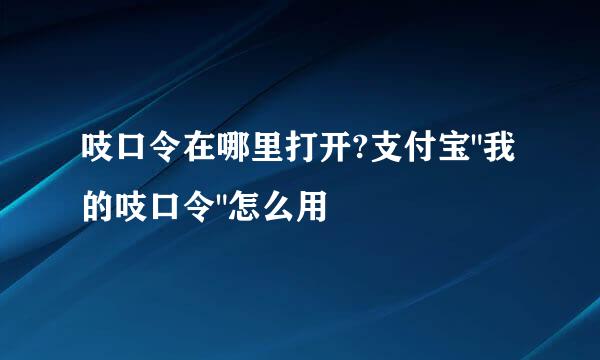 吱口令在哪里打开?支付宝