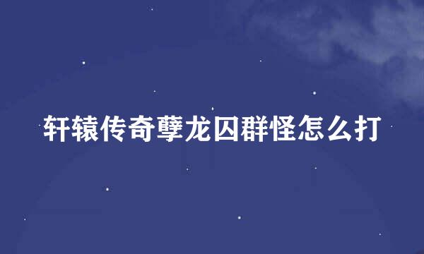 轩辕传奇孽龙囚群怪怎么打