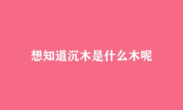 想知道沉木是什么木呢