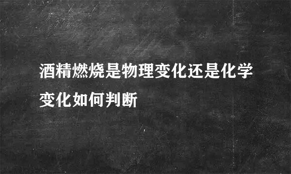 酒精燃烧是物理变化还是化学变化如何判断