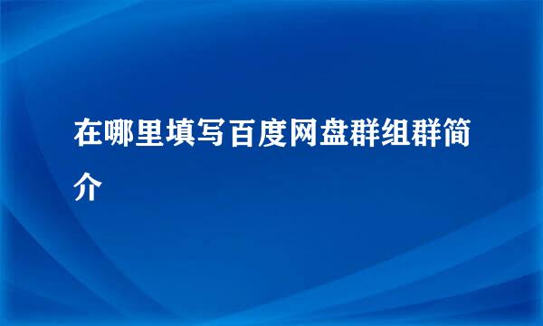 在哪里填写百度网盘群组群简介